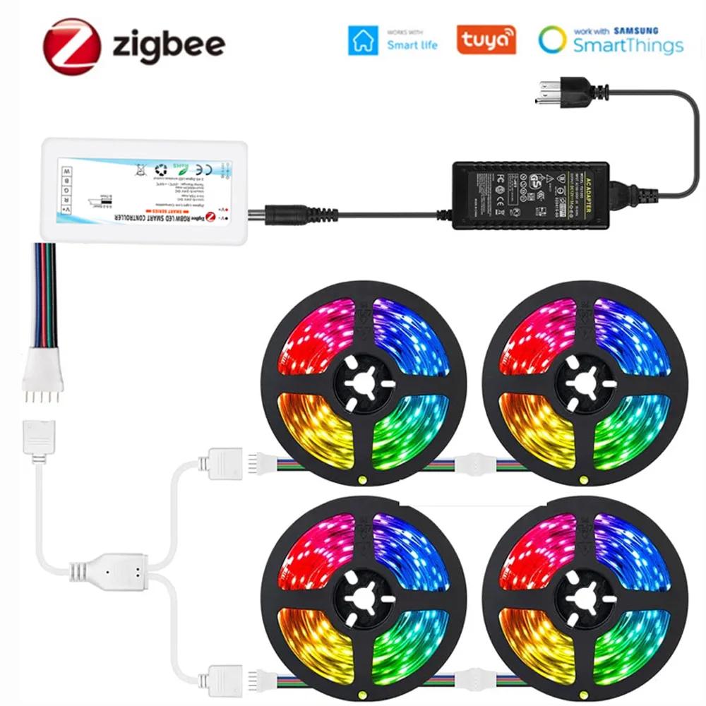 Zigbee 4in 1 RGBW RGBWW LED , 5050  LED Ʈ, 12mm PCB ħ ֹ  ,  Ʈ , DC24V, 5m-20m